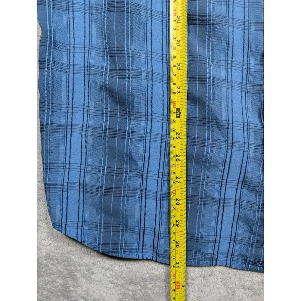 The North Face Button Up Shirt Men Large Blue Plaid Outdoor Hiking Casual Pocket